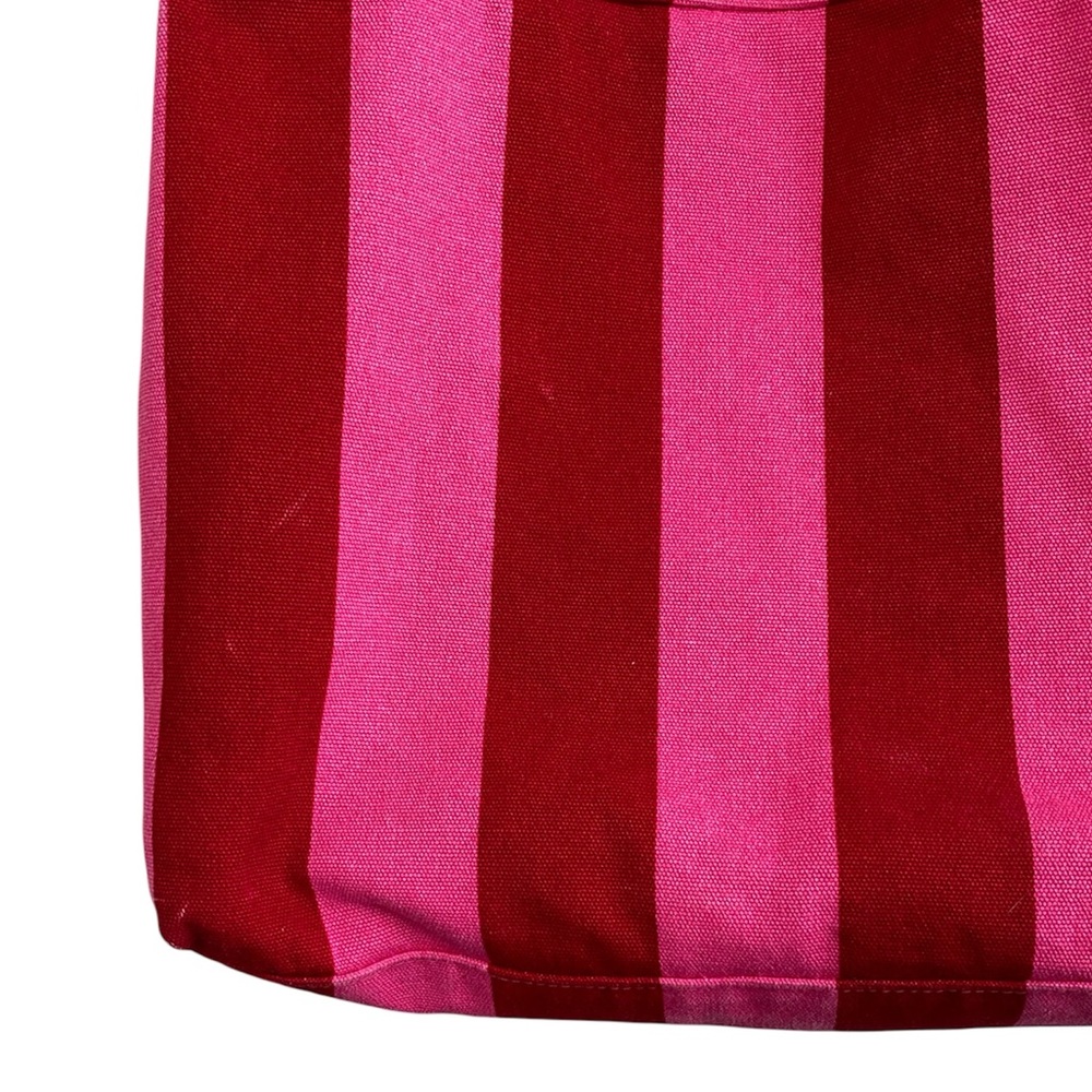 Victoria's Secret Pink Red Striped Canvas Tote Bag Metallic Beach Travel Summer - Picture 8 of 16